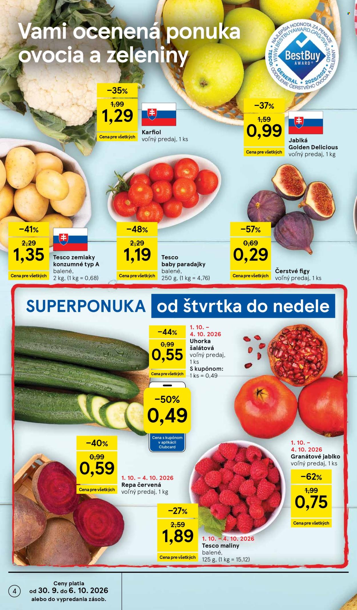 Leták TESCO supermarket - 30.9.2026 - 6.10.2026. Strana 4