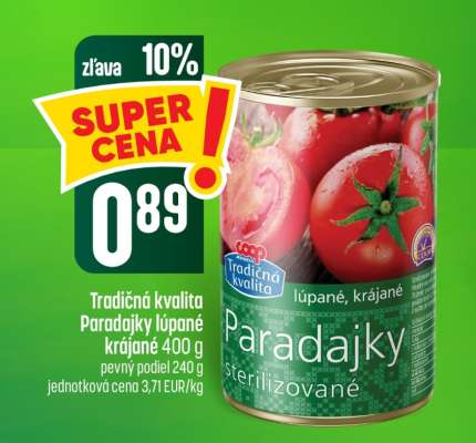 Paradajky lúpané krájané 400 g