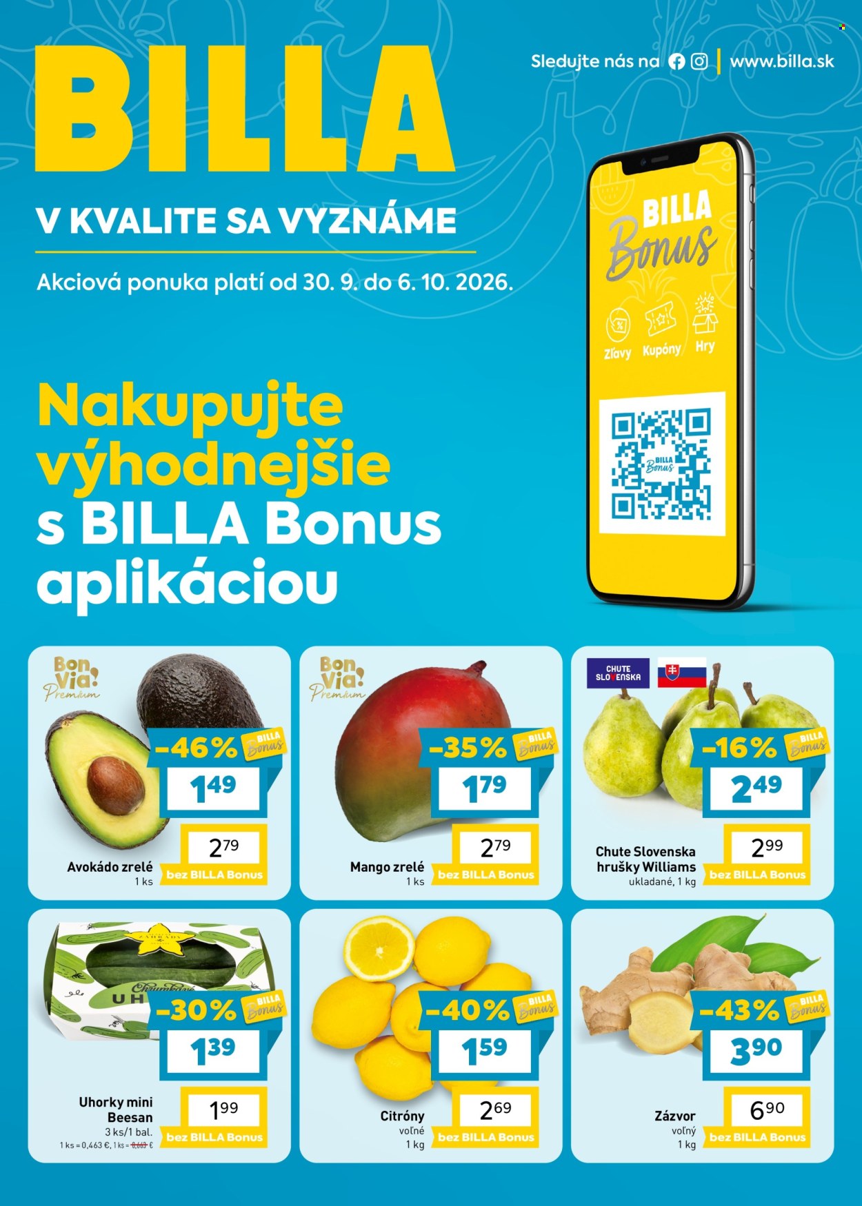 Leták Billa - 30.9.2026 - 6.10.2026. Strana 1