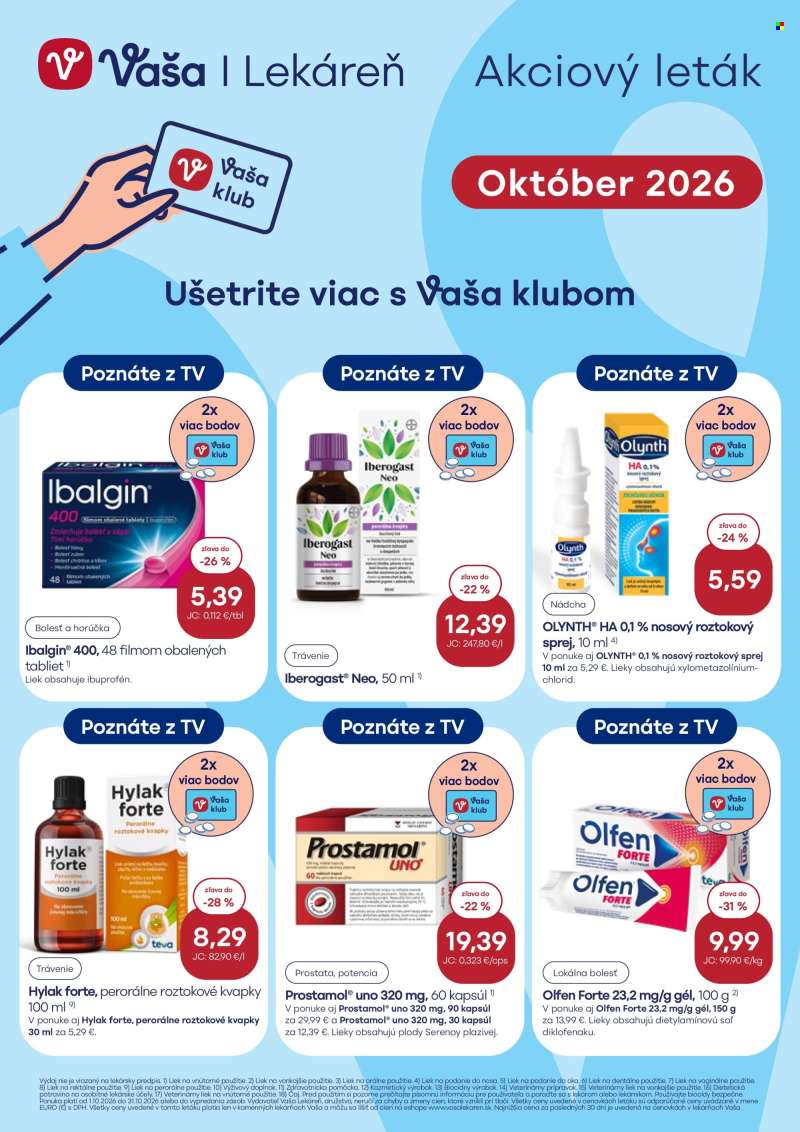 Leták Vaša lekáreň - 1.10.2026 - 31.10.2026.