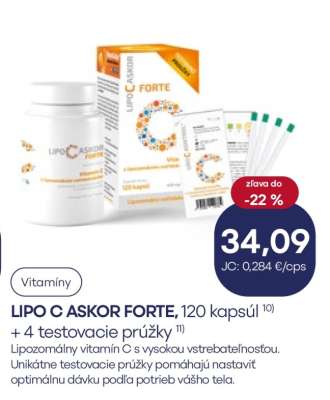 LIPO C ASKOR FORTE, 120 kapsúl + 4 testovacie prúžky