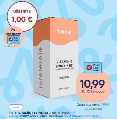 TOTO VITAMÍN C + ZINOK + D3, 60 kapsúl