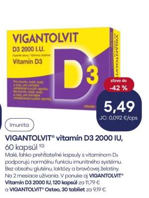 VIGANTOLVIT® vitamín D3 2000 IU, 60 kapsúl