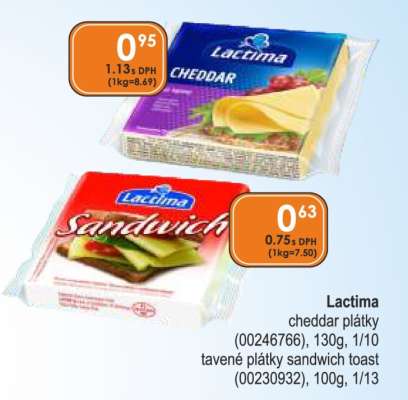 Lactima cheddar plátky