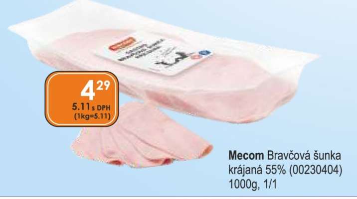 Mecom Bravčová šunka krájaná 55% (00230404)