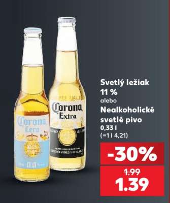 Svetlý ležiak 11 % alebo Nealkoholické svetlé pivo