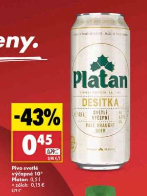Pivo svetlé výčapné 10° Platan