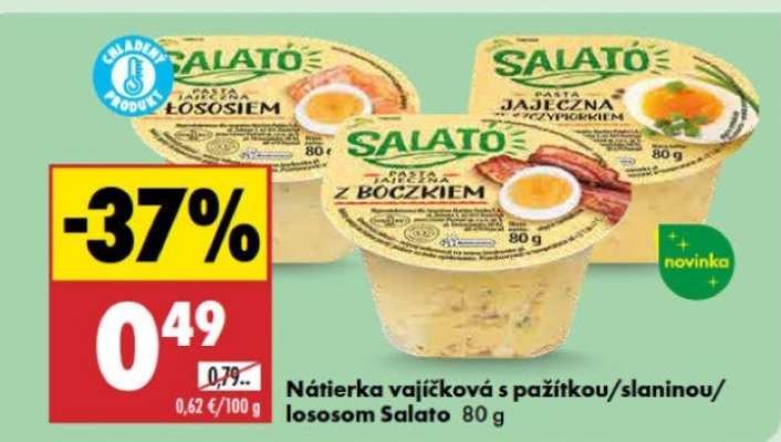 Nátierka vajíčková s pažítkou/slaninou/lososom Salato 80 g