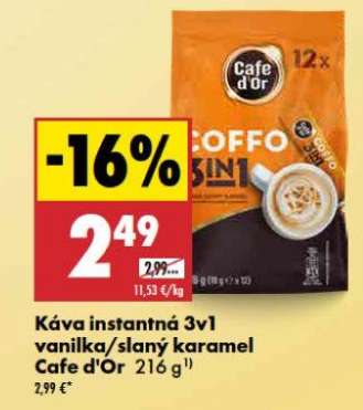 Káva instantná 3v1 vanilka/slaný karamel Cafe d'Or 216 g