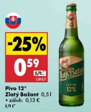 Pivo 12° Zlatý bažant 0,5 l
