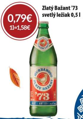 Zlatý Bažant '73 svetlý ležiak 0,5 l