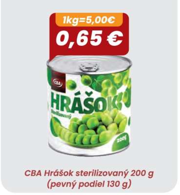 CBA Hrášok sterilizovaný 200 g