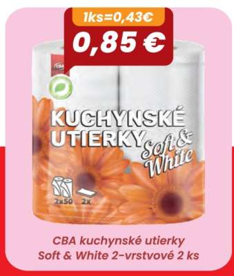 CBA kuchynské utierky Soft & White 2-vrstvové 2 ks