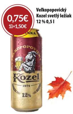 Velkopopovický Kozel svetlý ležiak 12 % 0,5 l
