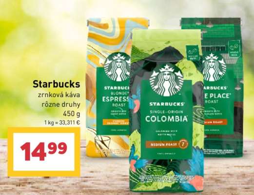 STARBUCKS Zrnková káva rôzne druhy