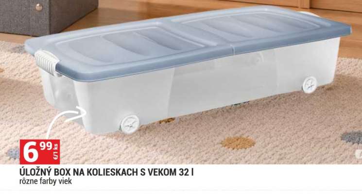 Úložný box na kolieskach s vekom 32 l
