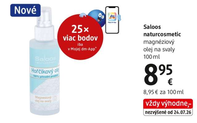 Saloos naturcosmetic magnéziový olej na svaly 100 ml