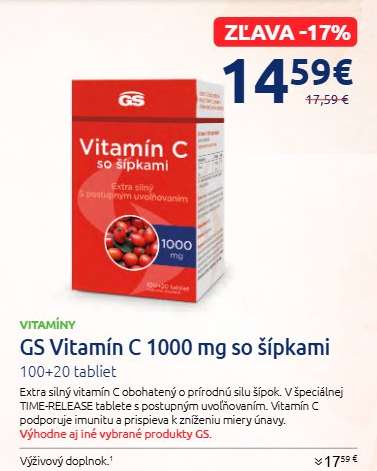 GS Vitamín C 1000 mg so šípkami