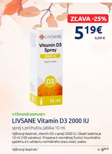 LIVSANE Vitamín D3 2000 IU