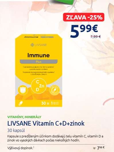LIVSANE Vitamín C+D+zinok