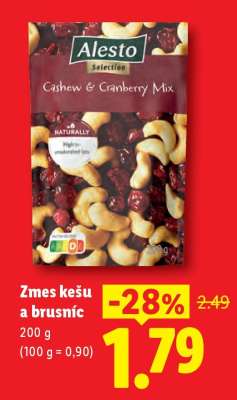 Zmes kešu a brusníc