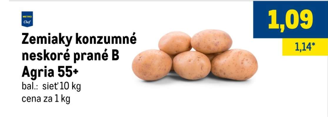 Zemiaky konzumné neskoré prané B Agria 55+