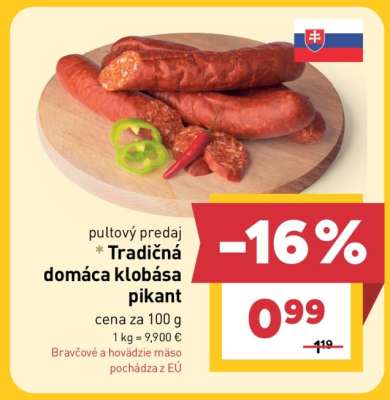 Tradičná domáca klobása pikant