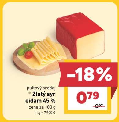 Zlatý syr Eidam 45 %