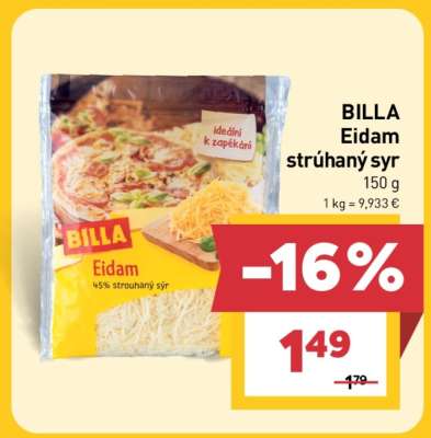 BILLA Eidam strúhaný syr
