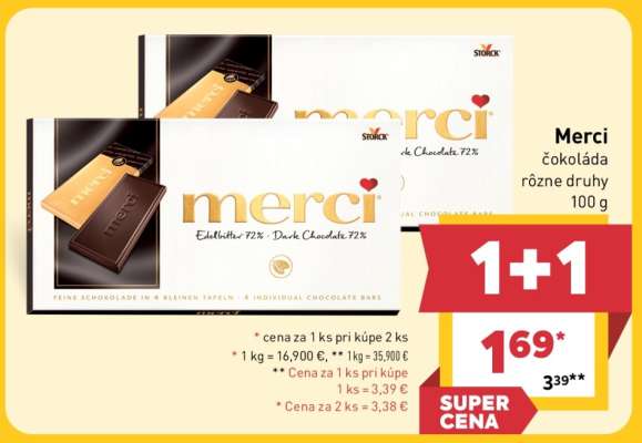 Merci čokoláda rôzne druhy 100 g