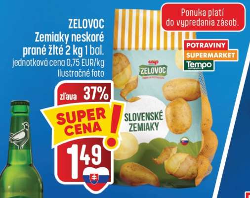 ZELOVOC Zemiaky neskoré prané žlté 2 kg