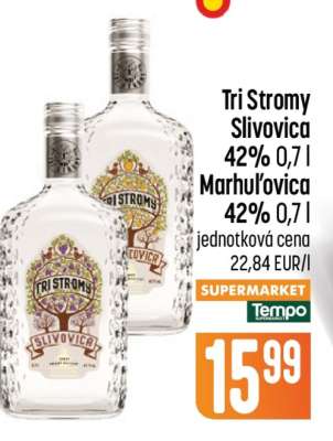 Tri Stromy Slivovica 42% 0,7 l / Marhuľovica 42% 0,7 l