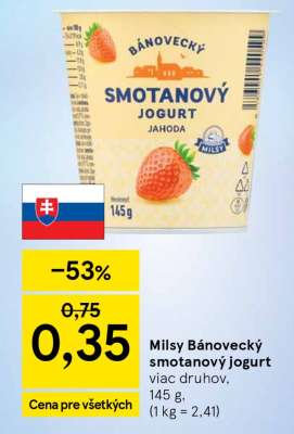 MILSY BÁNOVECKÝ SMOTANOVÝ JOGURT