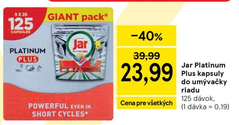 JAR PLATINUM PLUS Kapsuly do umývačky riadu