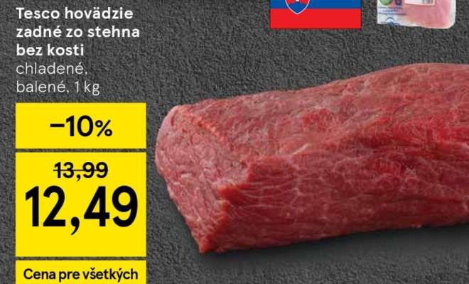 Tesco hovädzie zadné zo stehna bez kosti