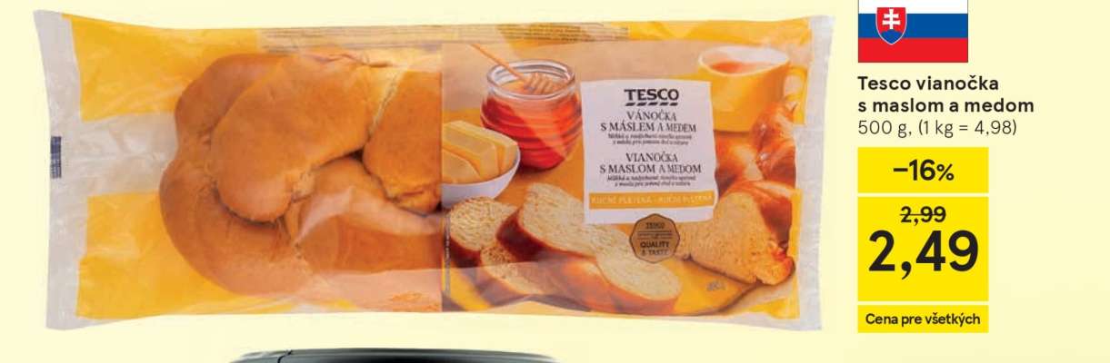 Tesco vianočka s maslom a medom