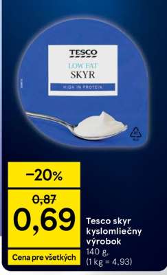 Tesco skyr kyslomliečny výrobok