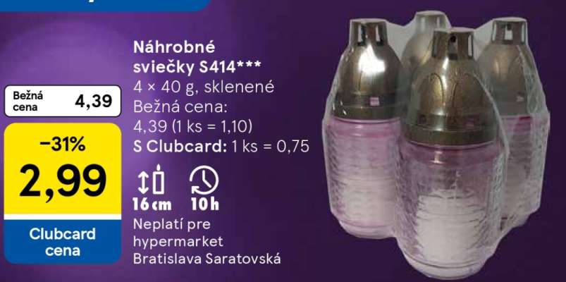 Náhrobné sviečky S414***