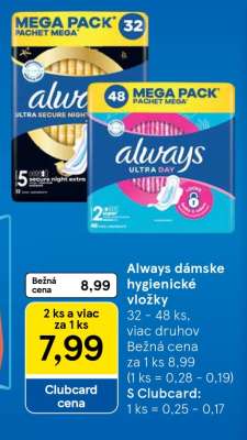 Always dámske hygienické vložky
