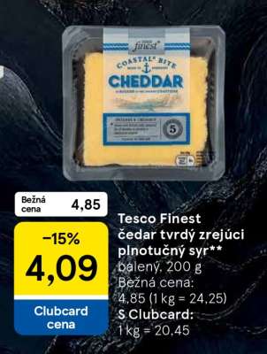 Tesco Finest čedar tvrdý zrejúci plnotučný syr***