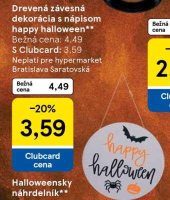 Drevená závesná dekorácia s nápisom happy halloween**