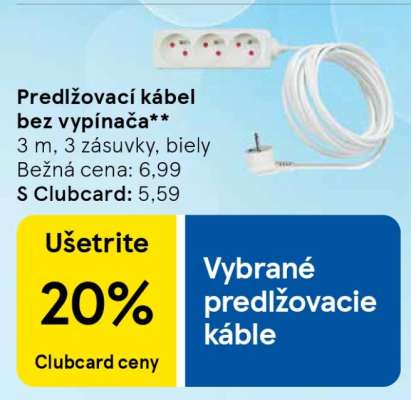 Predlžovací kábel bez vypínača