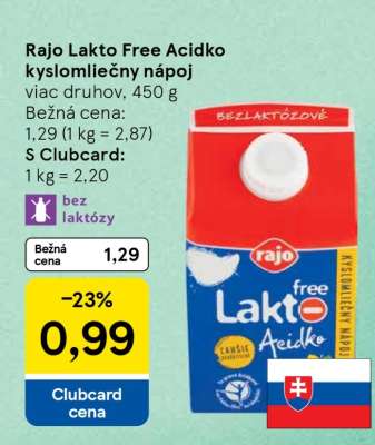 Rajo Lakto Free Acidko kyslomliečny nápoj