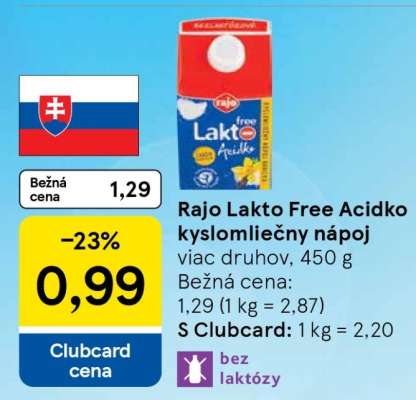 Rajo Lakto Free Acidko kyslomliečny nápoj