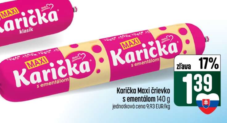 Karička Maxi črievko s ementálom