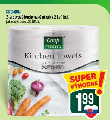 PREMIUM 3-vrstvové kuchynské utierky 2 ks 1 bal.