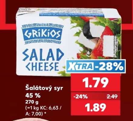 Šalátový syr 45 %