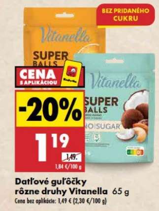 Datlové guľôčky rôzne druhy Vitanella 65 g