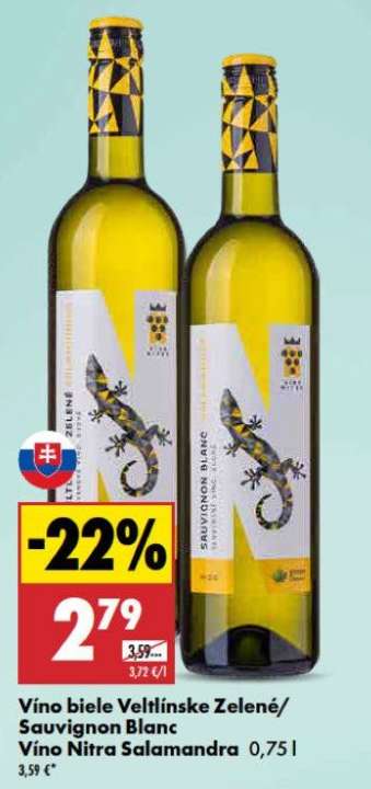 Víno biele Veltlínske Zelené/ Sauvignon Blanc Víno Nitra Salamandra