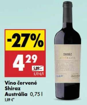 Víno červené Shiraz Austrália 0,75 l